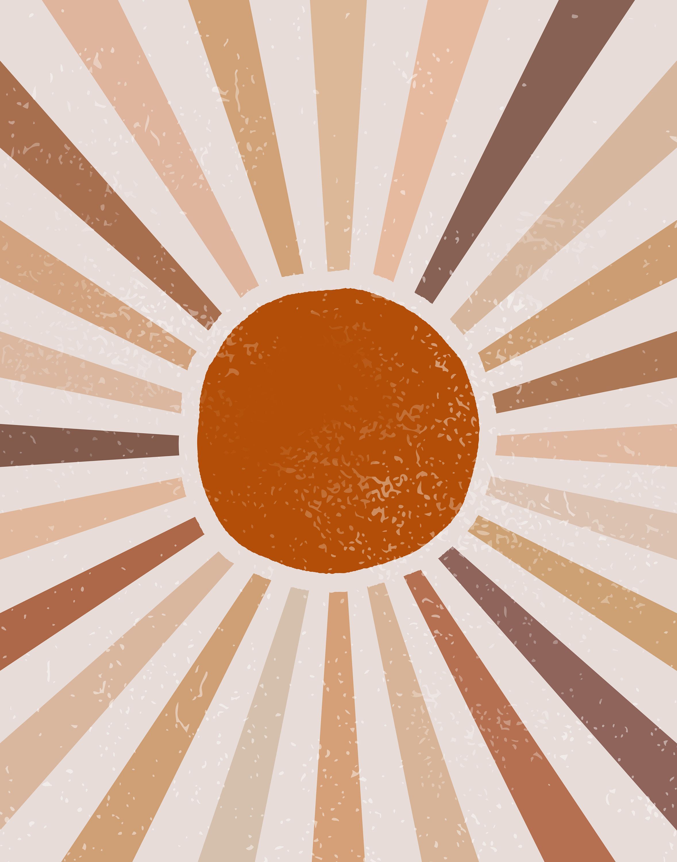 Sonne, Sonnenstrahlen, Erdtöne, Terrakotta, Retro, QHD+, iPad-Hintergrundbild