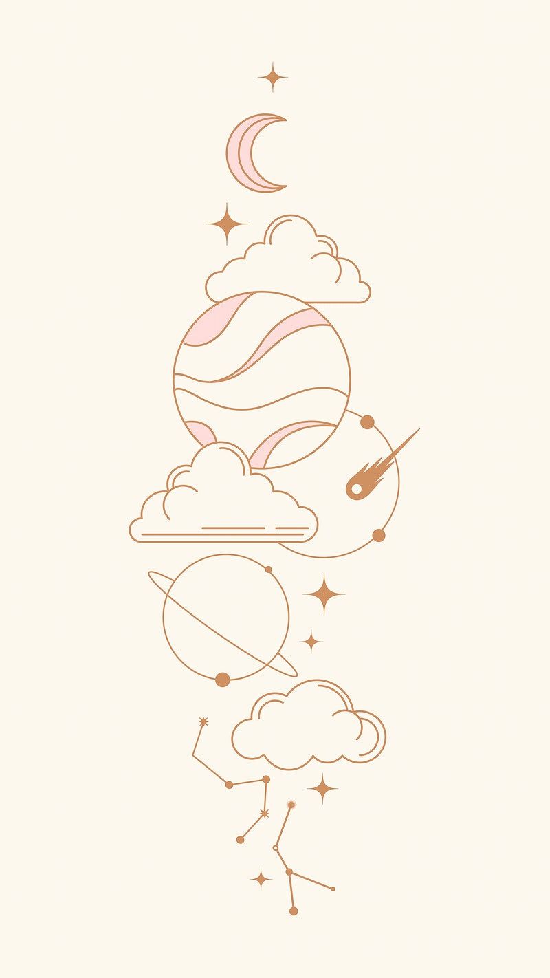Mond, Wolken, Line Art, Minimalismus, Himmlisch, HD, Handy-Hintergrund im Hochformat