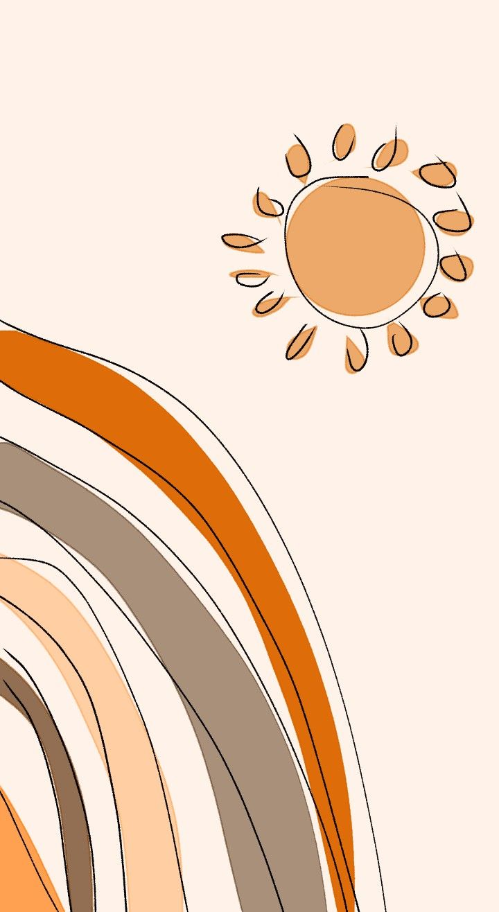 Regenbogen, Sonne, Erdtöne, Minimalismus, Illustration, HD, Sperrbildschirm fürs iPhone