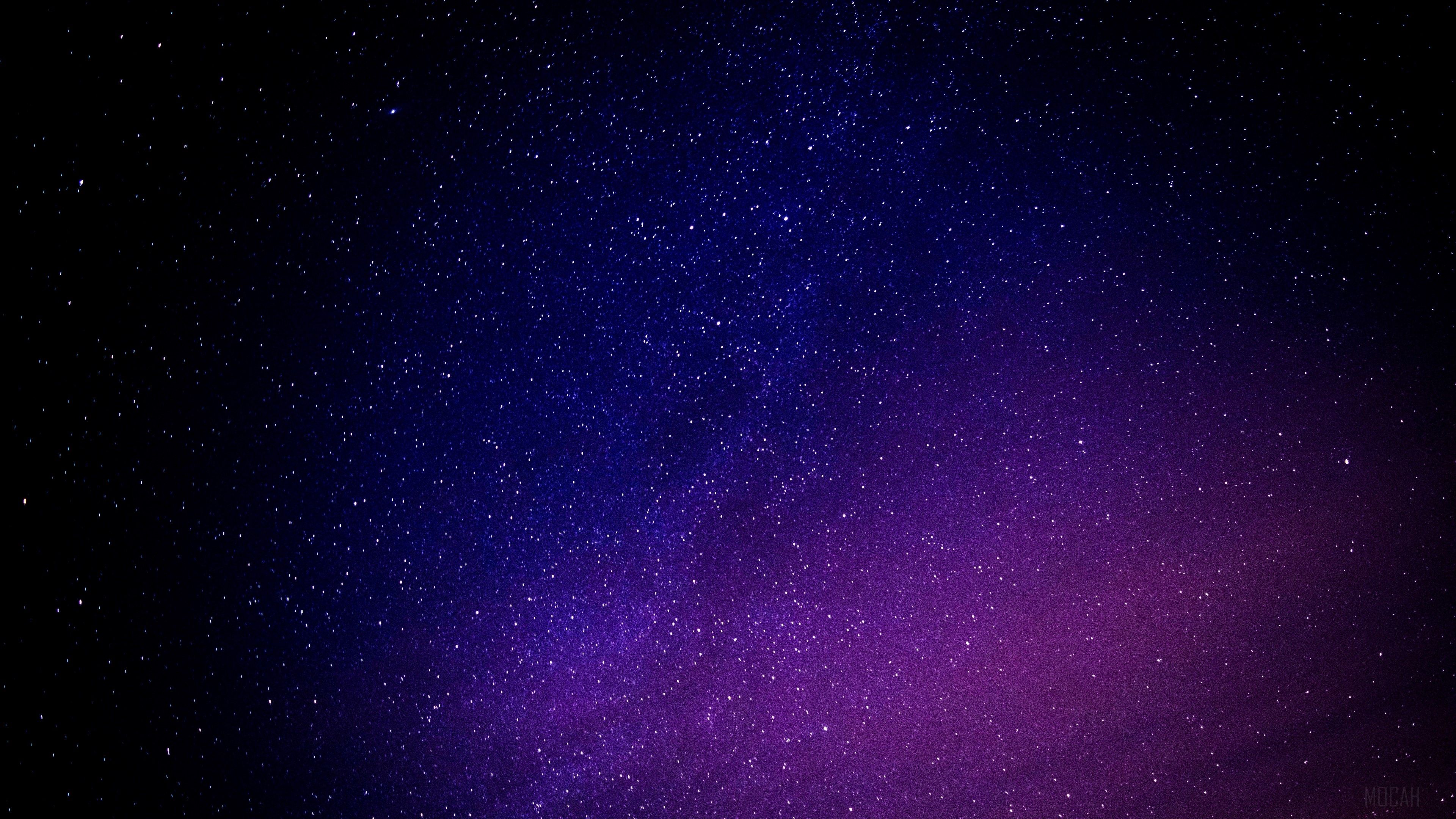 Sternenhimmel, Weltraum, Dunkelblau, Lila Schimmer, Minimalistisch, 4K, Desktop-Hintergrund