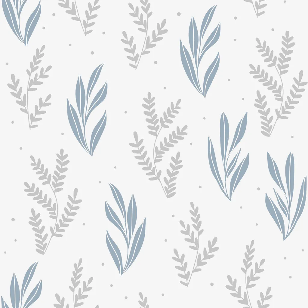 Blätter, Graublau, Muster, Pastell, Weißer Hintergrund, Wallpaper