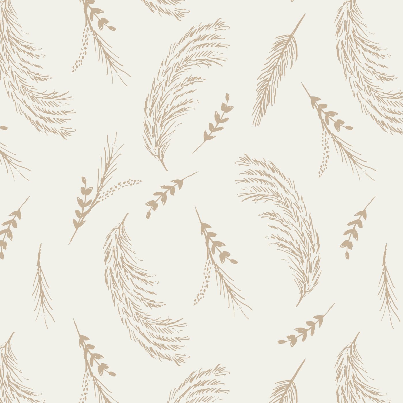 Federn, Gräser, Beige, Muster, Line Art, HD, iPad-Hintergrundbild