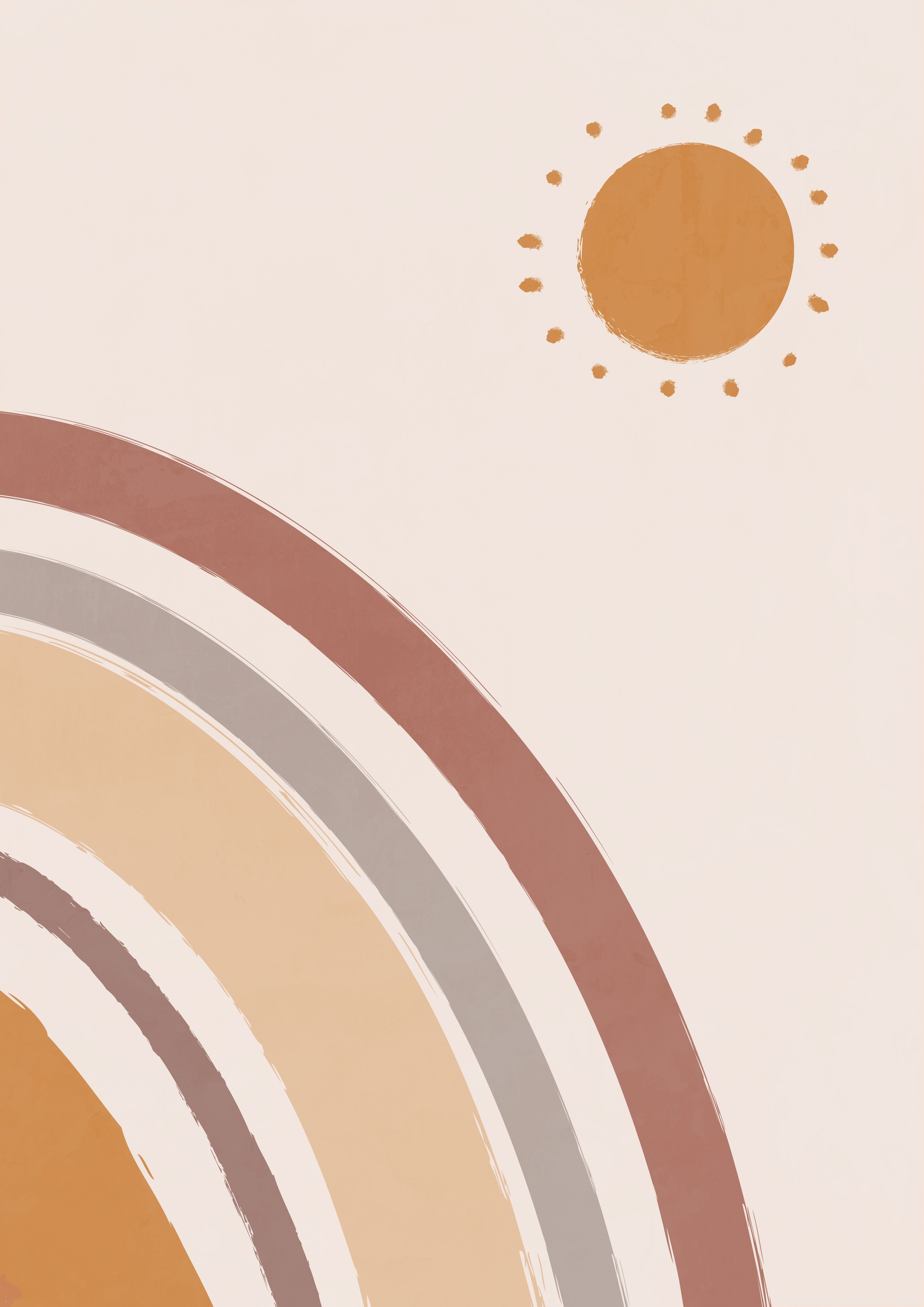 Regenbogen, Sonne, Erdtöne, Minimalismus, Pastell, QHD+, Hintergrundbild fürs Tablet