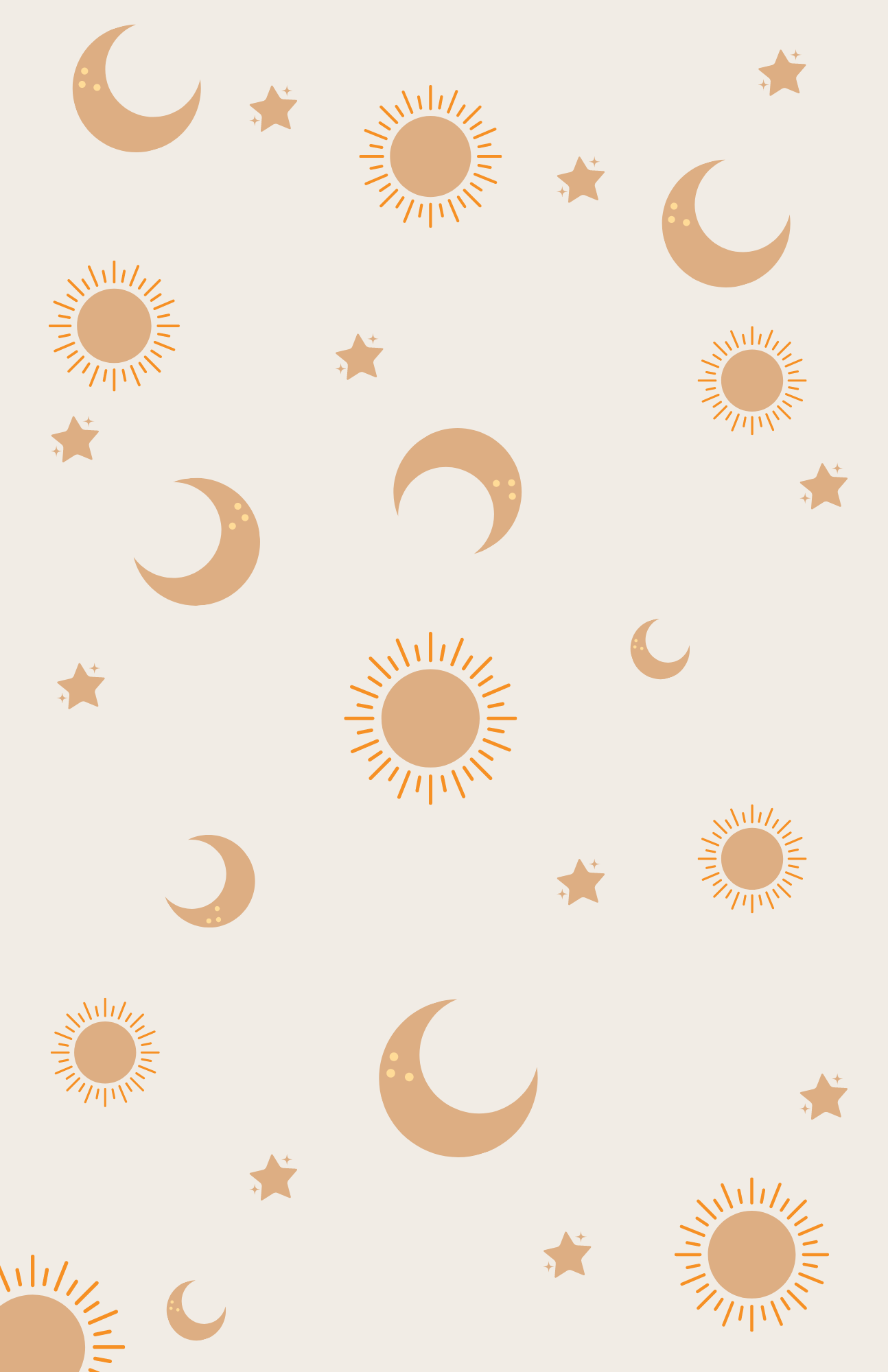 Mondsichel, Sonnen, Sterne, Muster, Himmlisch, Full HD, Hintergrundbild fürs Handy