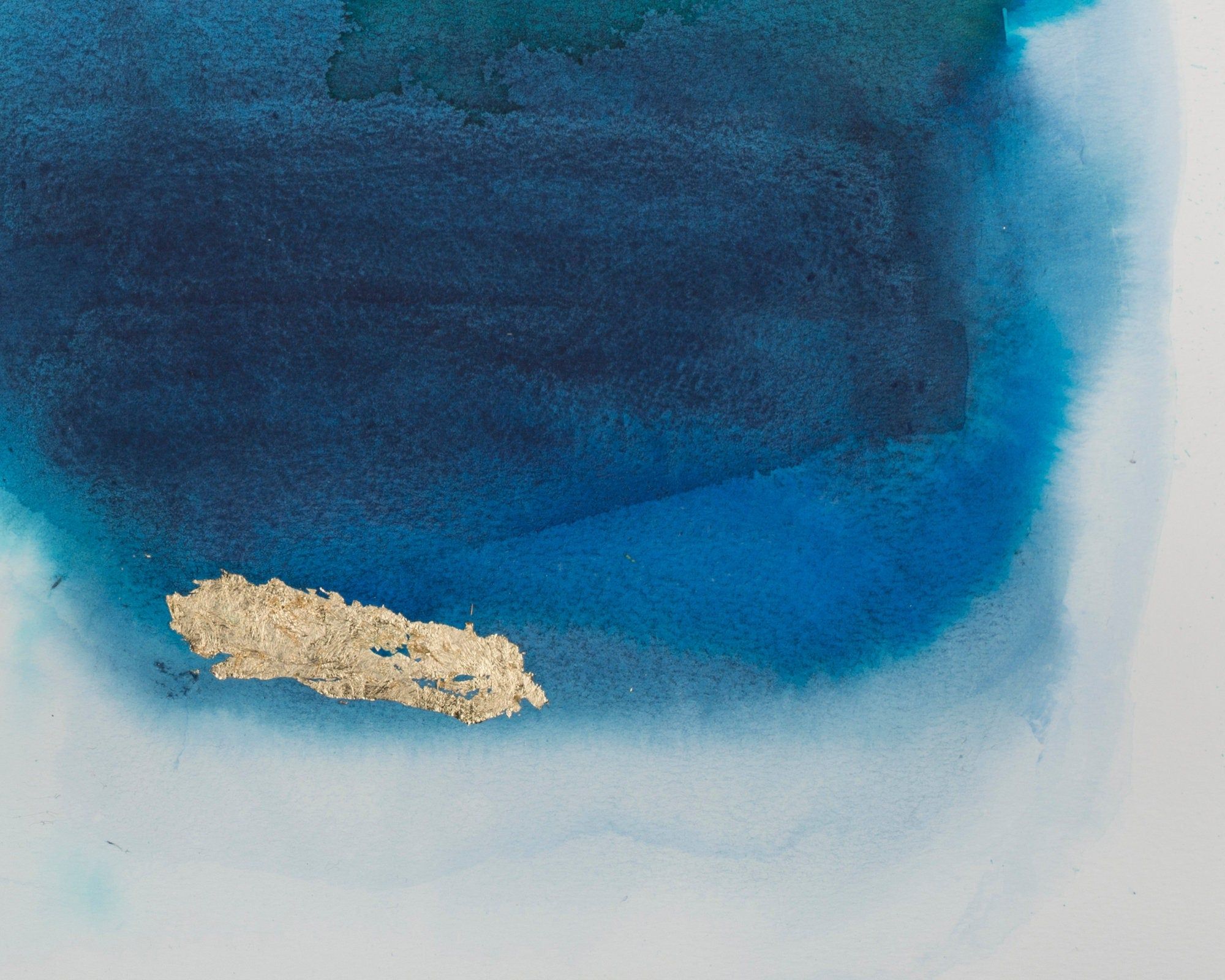 Aquarell, Blau, Blattgold, Abstrakt, Kunst, Full HD, Desktop-Hintergrund für Windows