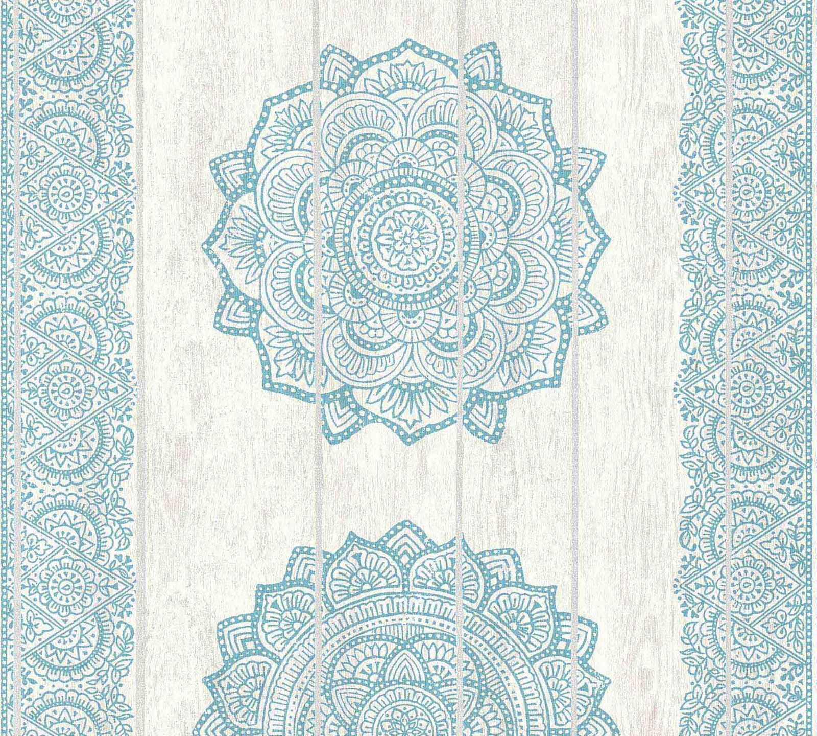 Mandala, Spitzenmuster, Hellblau, Holzstruktur, Ornament, HD, Tablet-Hintergrund