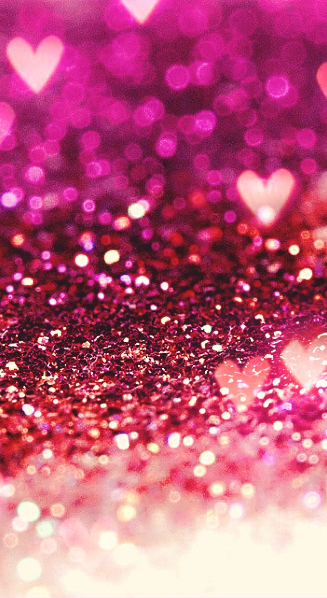 Herzen, Pinker Glitzer, Bokeh, Magenta, Full HD, Sperrbildschirm fürs iPhone