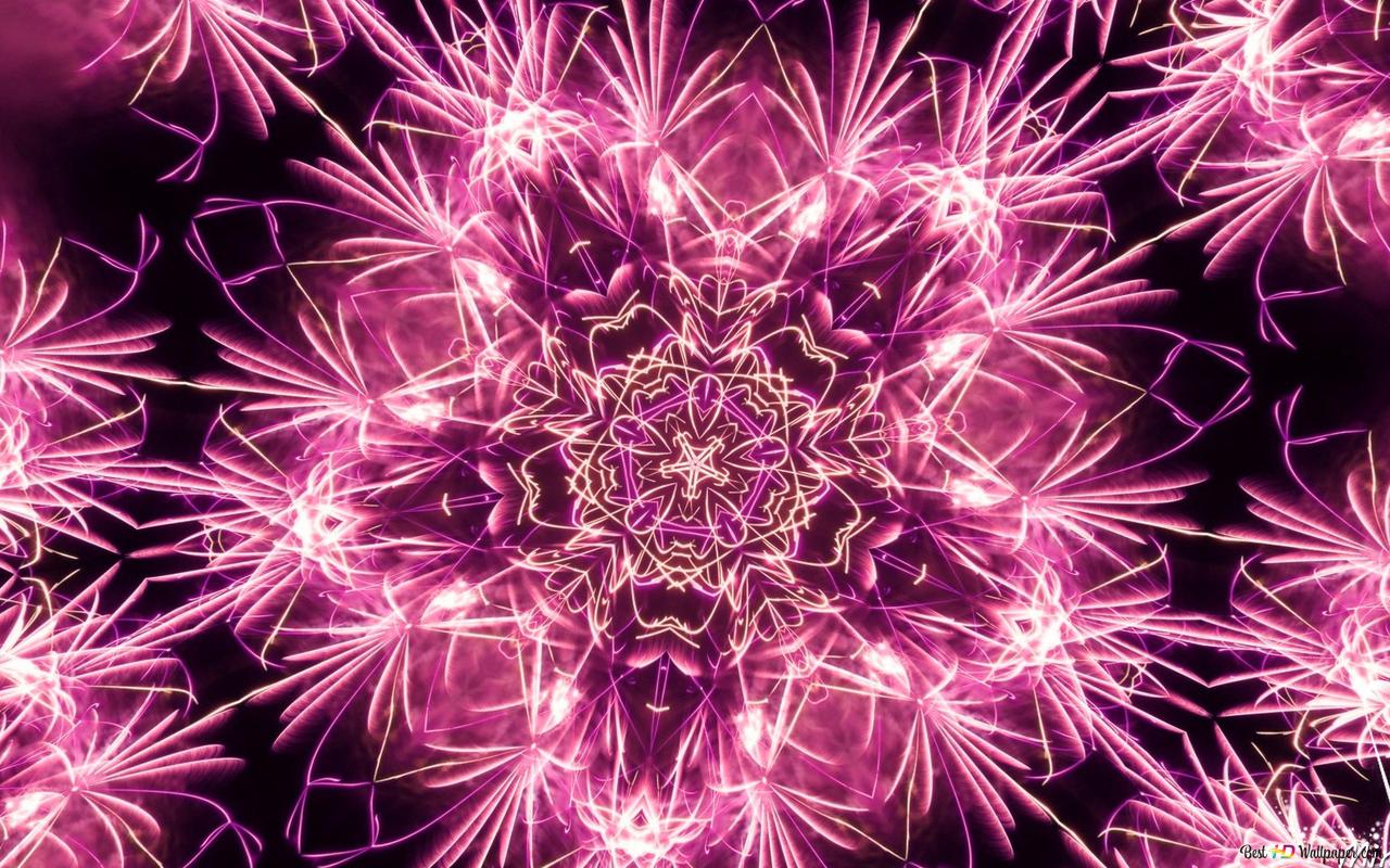 Kaleidoskop, Fraktal, Pink, Feuerwerk-Muster, Symmetrie, HD, MacBook-Hintergrundbild
