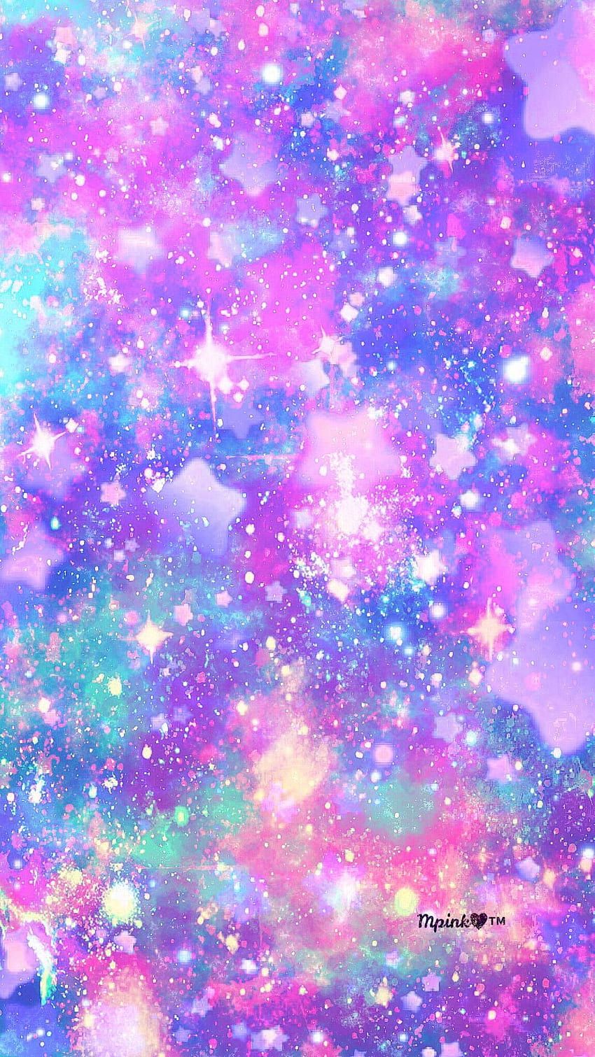 Galaxie-Glitzer, Pastell, Pink und Türkis, Sterne, Funkeln, Android-Hintergrundbild