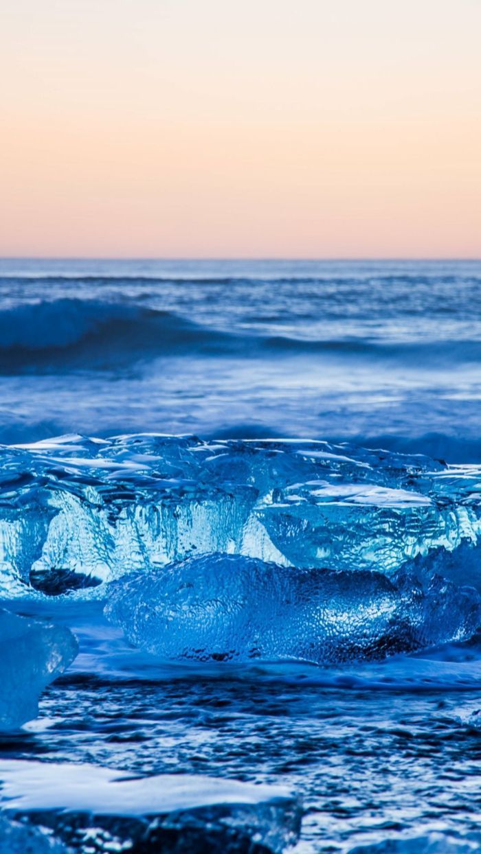 Meer, Wellen, Sonnenuntergang, Blau, Hochformat, Hintergrundbild fürs Smartphone