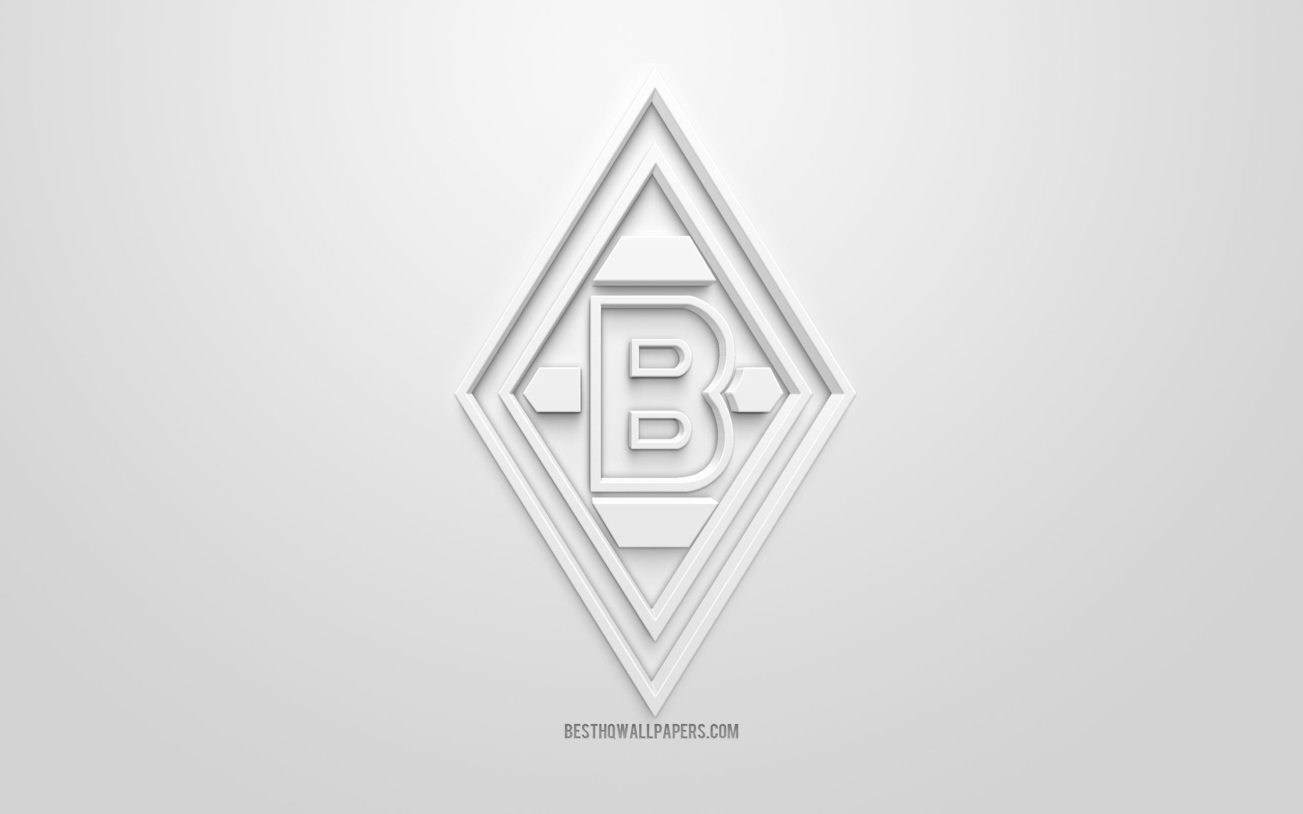 Borussia Mönchengladbach, Wappen, Prägung, Weiß, Minimalistisch, 2K, PC-Hintergrundbild