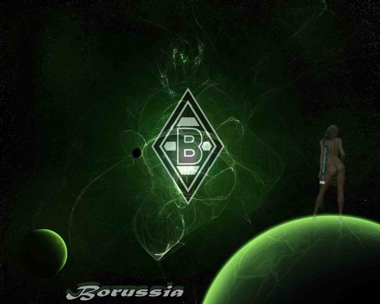 Borussia Mönchengladbach, Wappen, Planet, Weltraum, Grünes Leuchten, HD, Windows-Hintergrundbild