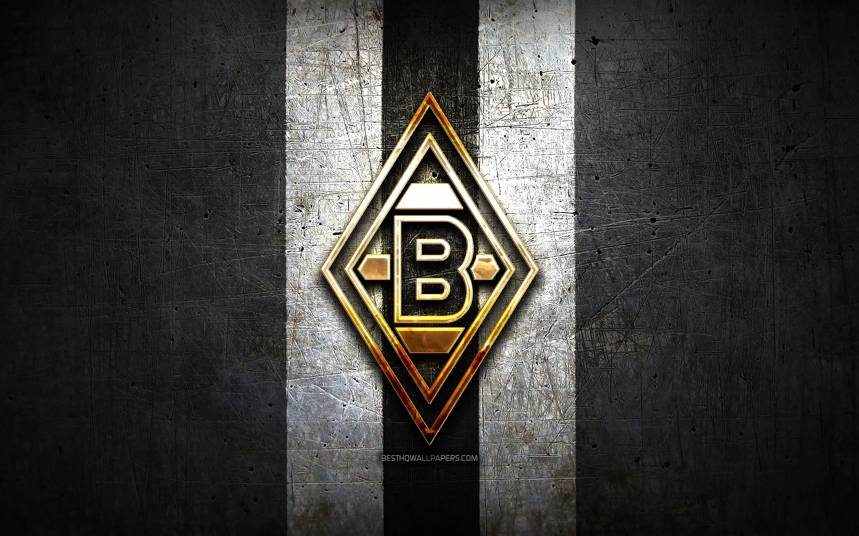Borussia Mönchengladbach, Wappen, Goldrand, Metall, 2K, Desktop-Hintergrund für Windows