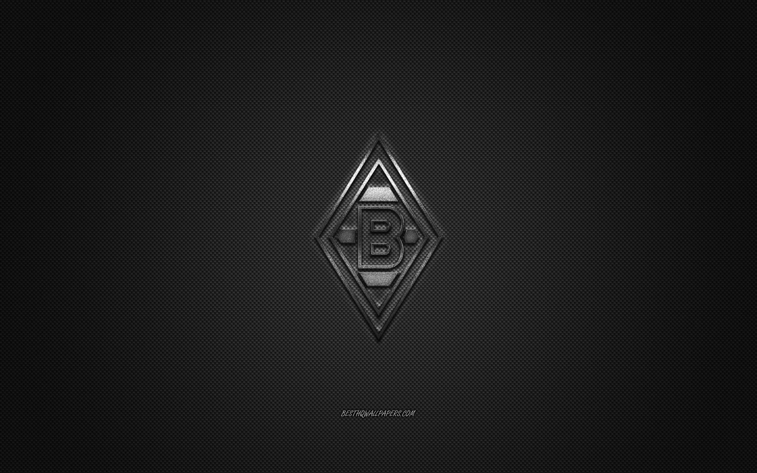 Borussia Mönchengladbach, Wappen, Metall, Dunkelgrau, Minimalistisch, 2K, Laptop-Hintergrundbild
