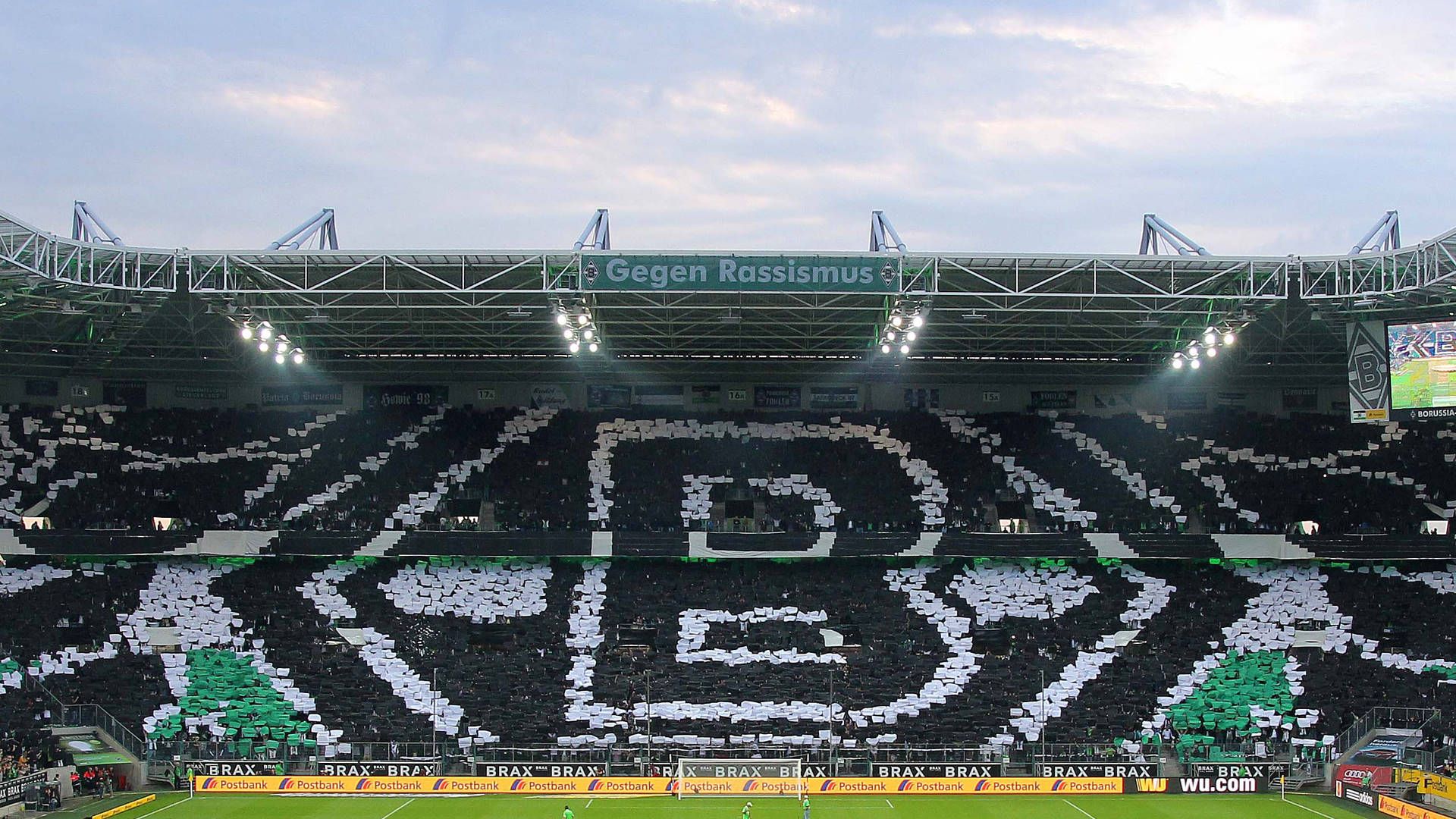 Borussia-Park, Borussia Mönchengladbach, Choreografie, Tribüne, Fans, Full HD, Breitbild-Hintergrundbild