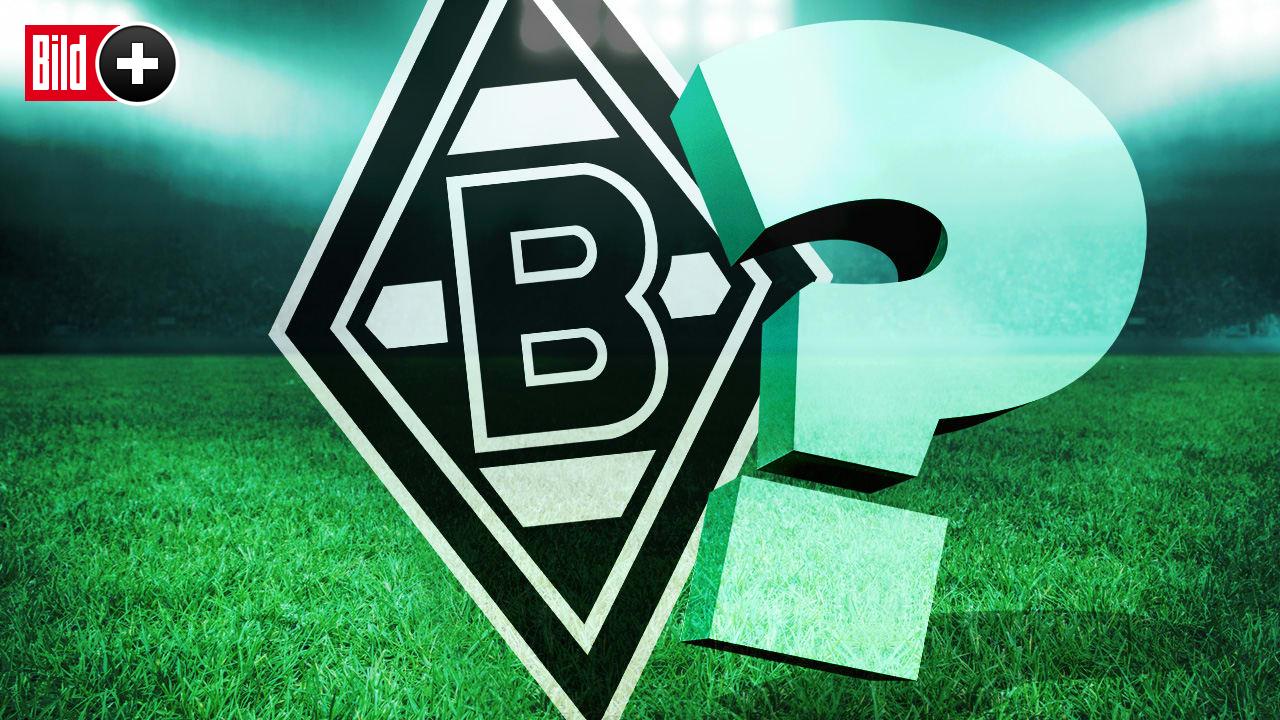 Borussia Mönchengladbach, Wappen, Fragezeichen, Rasen, 3D, HD, Breitbild-Hintergrundbild