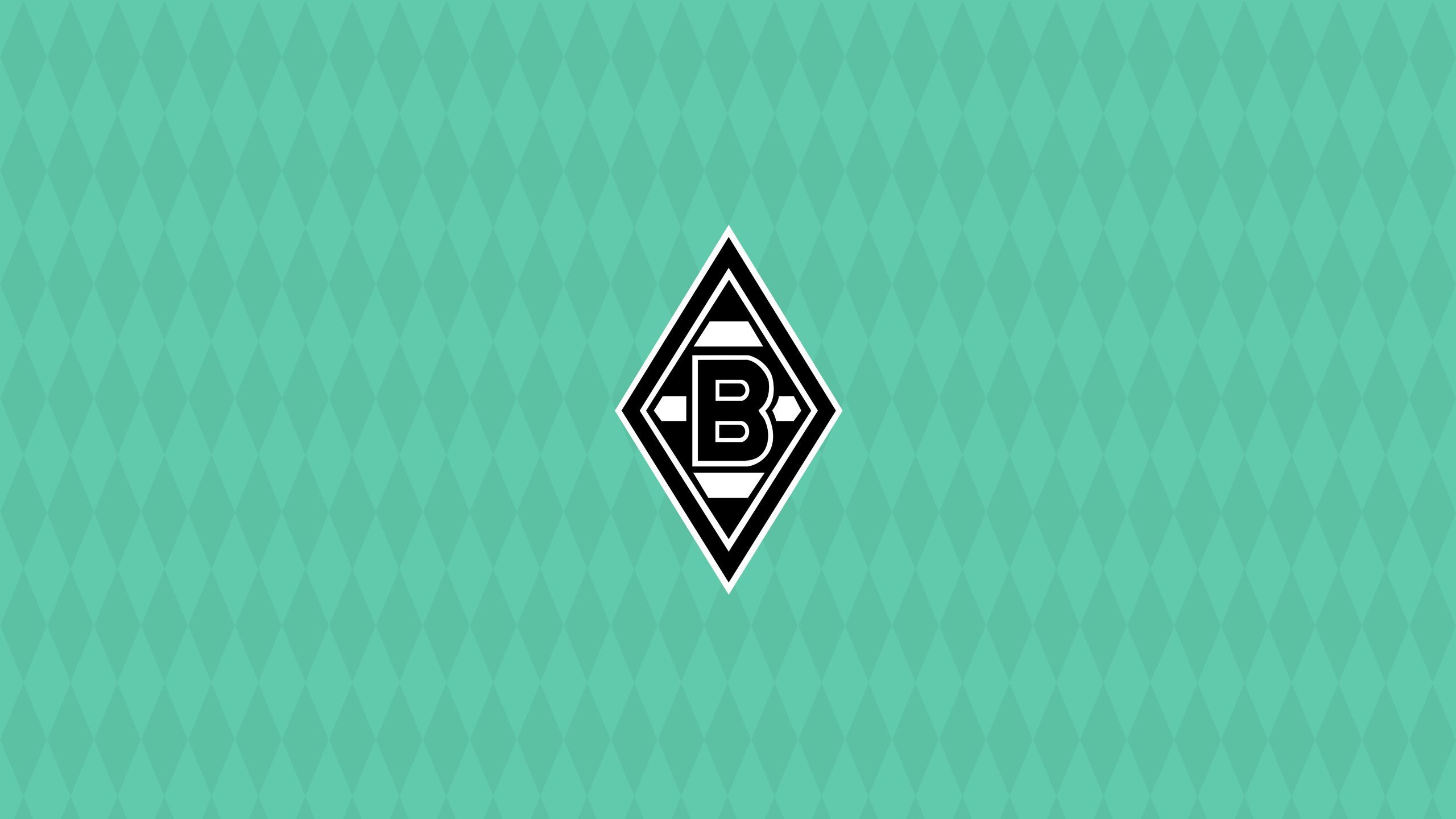 Borussia Mönchengladbach, Wappen, Mintgrün, Rautenmuster, 2K, Desktop-Hintergrund