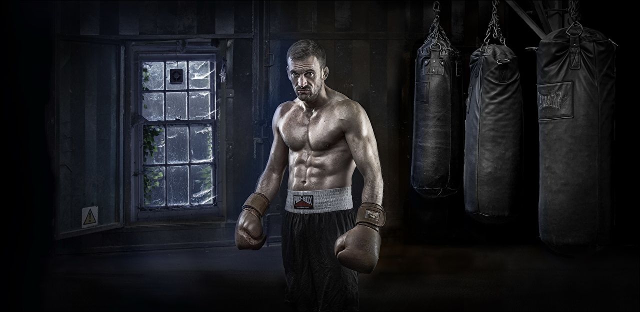Boxer, Sandsäcke, Boxhalle, Muskeln, HD, Desktop-Hintergrund für Windows