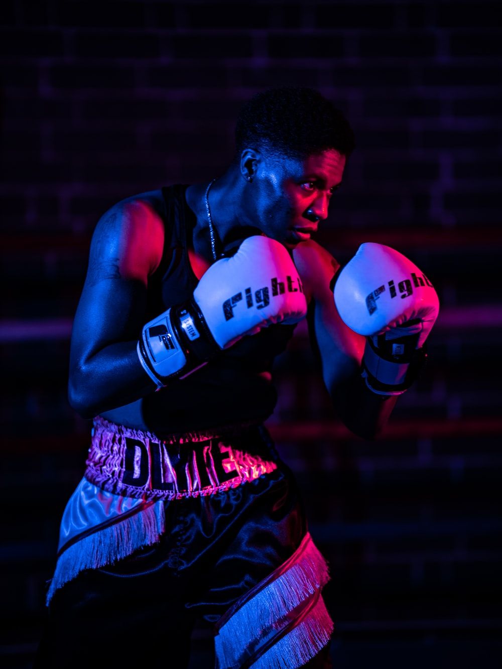 Boxer, Neonlicht, Blau-rot, Hochformat, HD, Hintergrundbild fürs Tablet