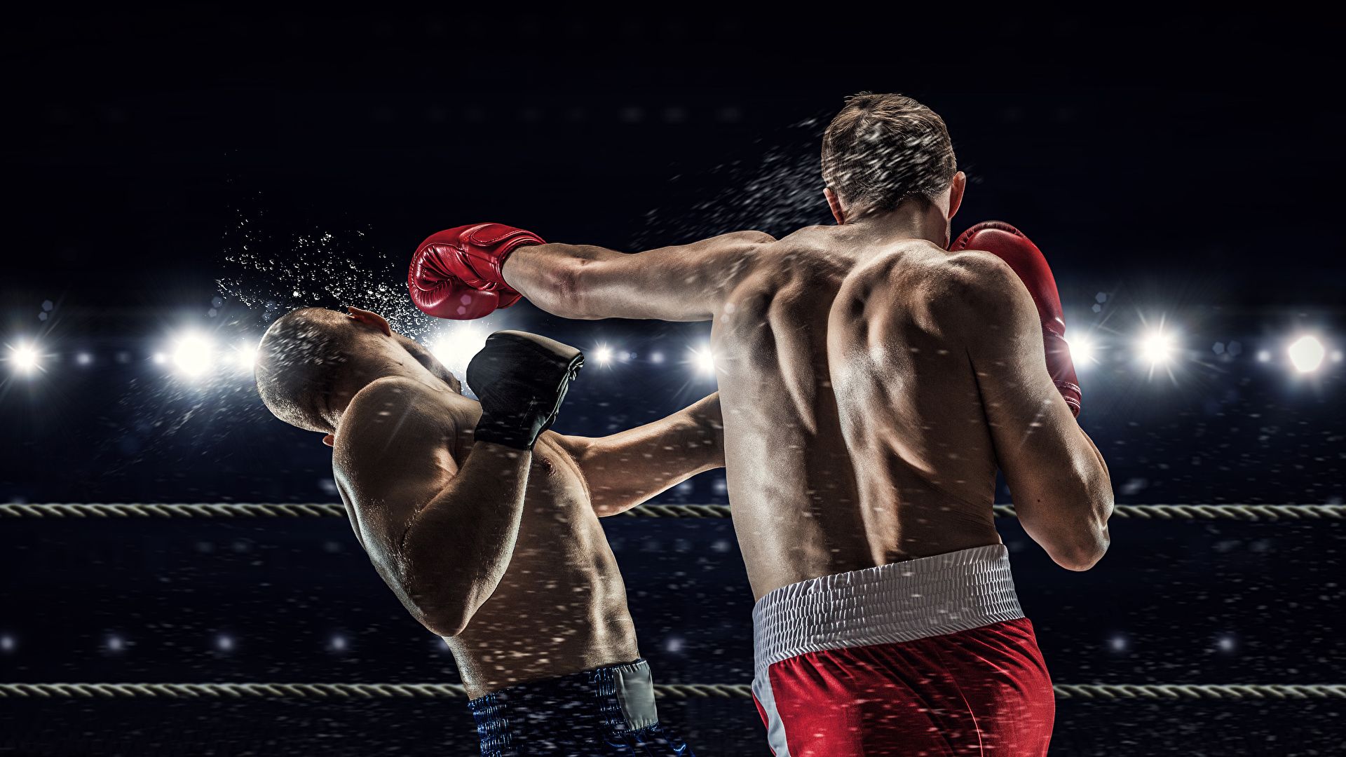 Boxkampf, Schweiß, Treffer, Arena, 16:9, Full-HD-Hintergrundbild für den Desktop