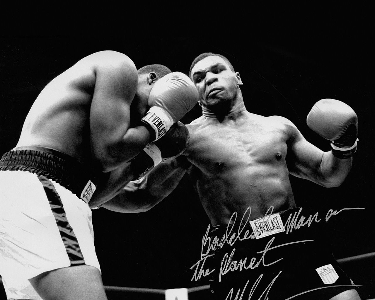 Mike Tyson, Autogramm, Schwarz-weiß, Boxkampf, HD, Hintergrundbild für den PC
