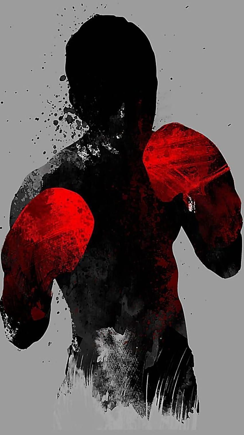 Boxer, Silhouette, Tinte, Rote Boxhandschuhe, HD, Handy-Hintergrund im Hochformat