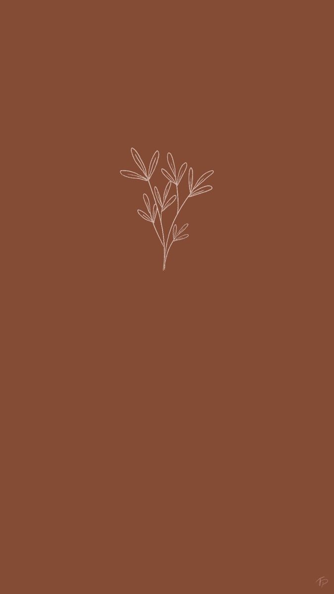 Zweig, Linienkunst, Rostbraun, Minimalistisch, Hintergrundbild für iPhone und Android