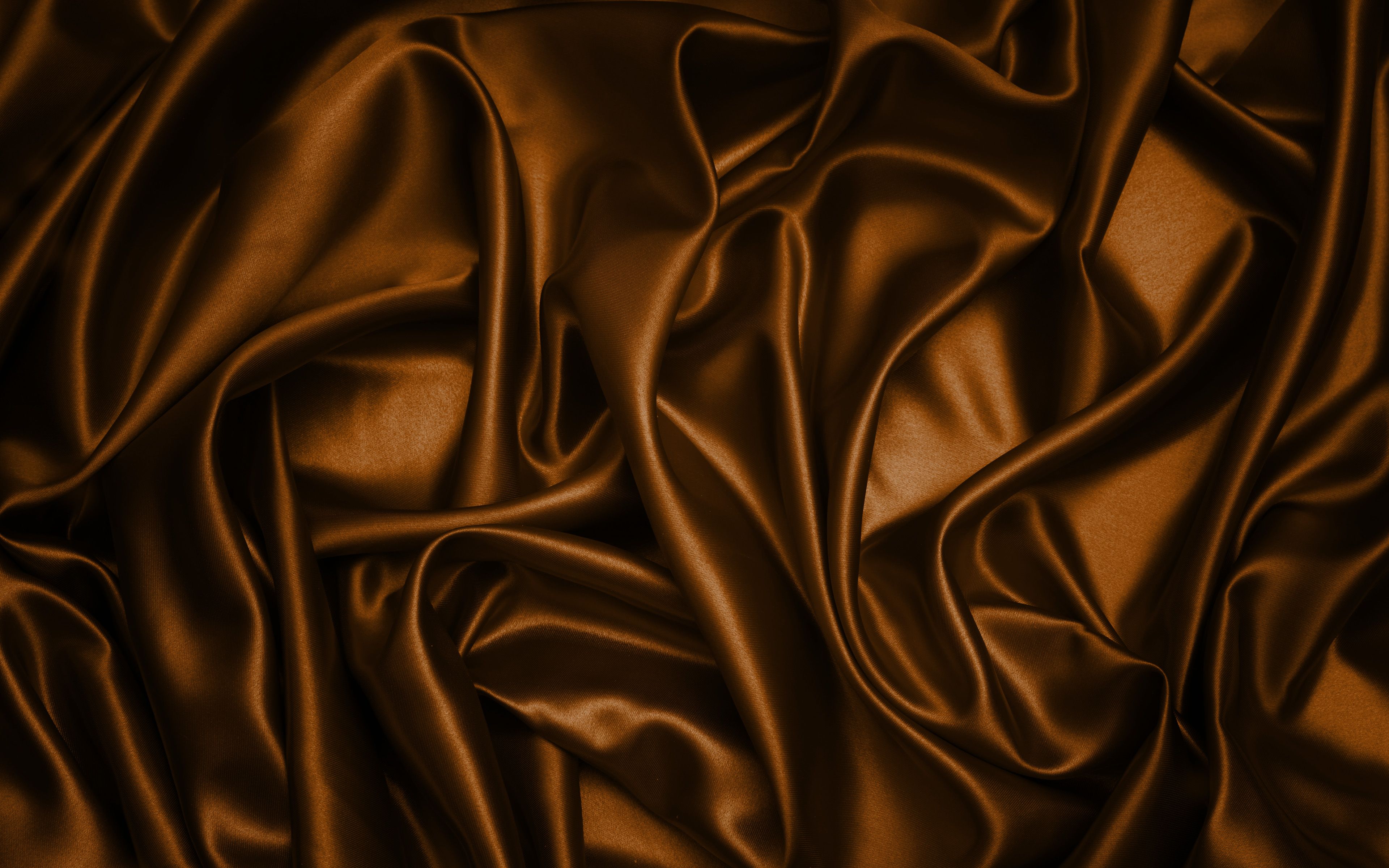 Seide, Satin, Falten, Schokoladenbraun, 4K, Desktop-Hintergrund für Windows