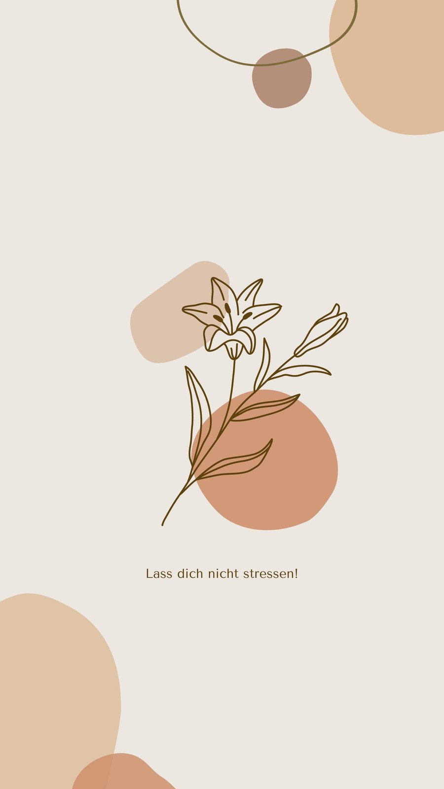 Blume, Linienkunst, Boho, Abstrakte Formen, Hochformat, Hintergrundbild fürs Smartphone