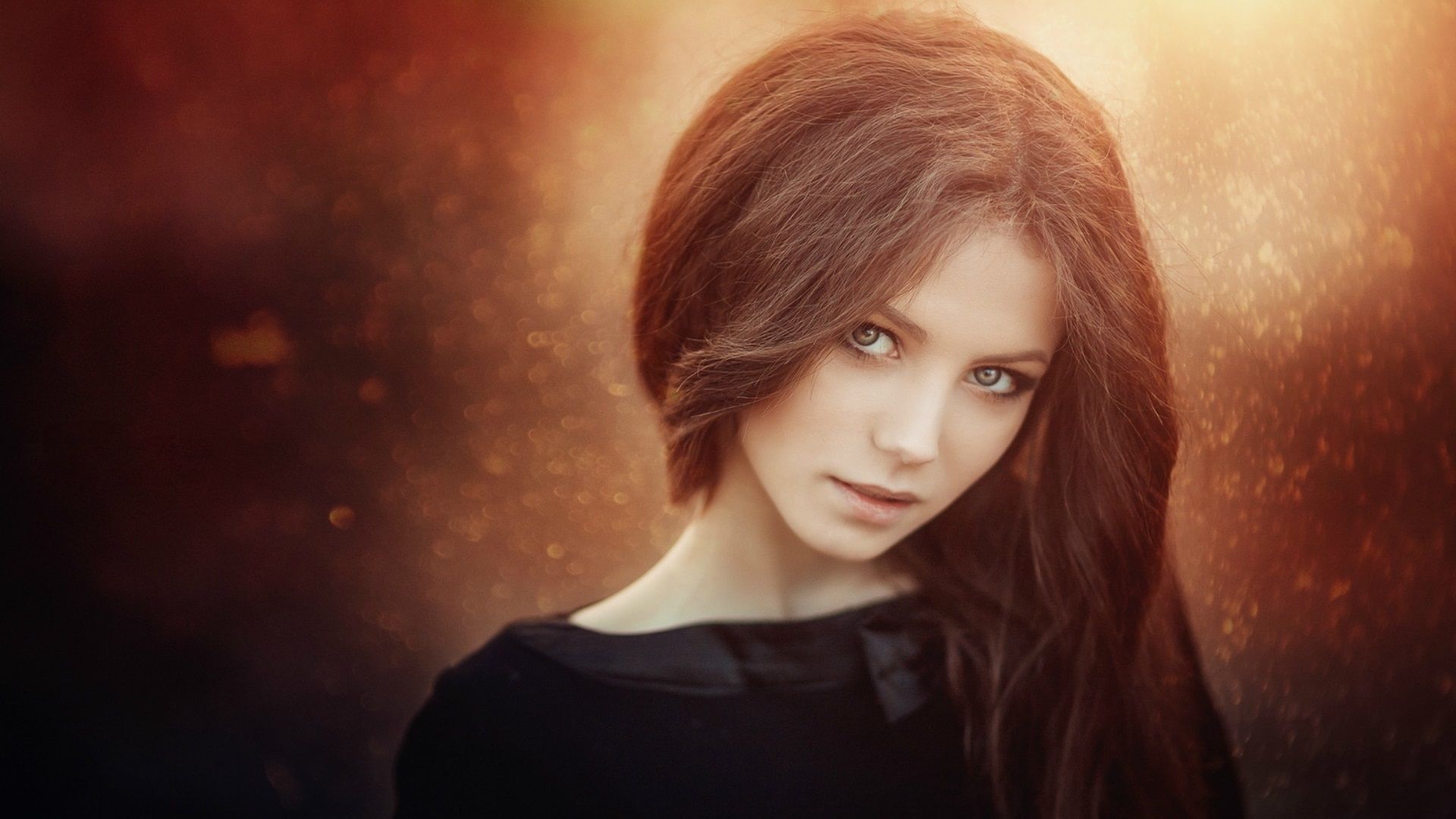 Frau, Porträt, Braune Haare, Bokeh, 1920x1080, Full-HD-Hintergrundbild für PC