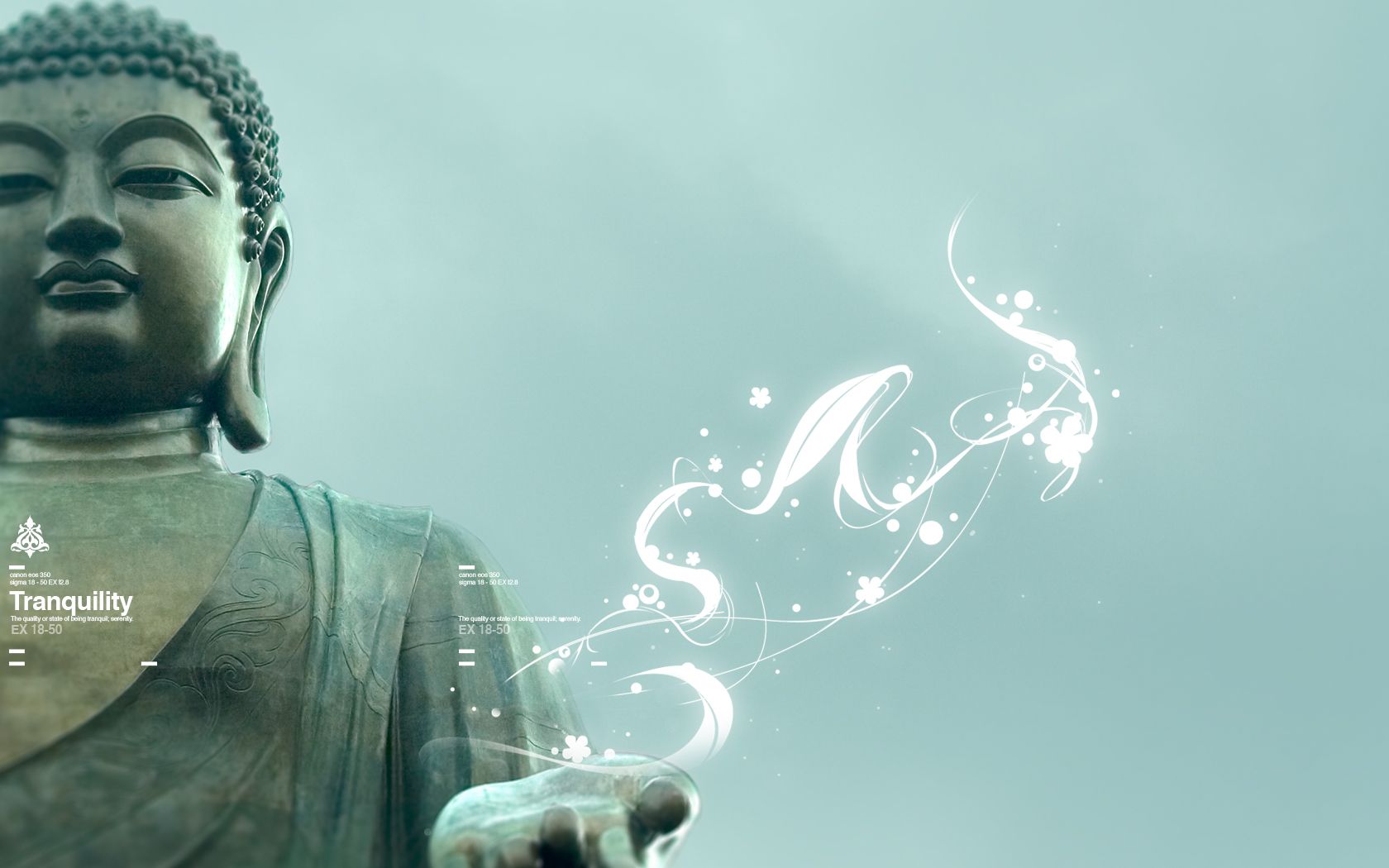Buddha-Statue, Tranquility, Ornamente, Digitale Kunst, Türkise Töne, HD, Windows-Hintergrundbild