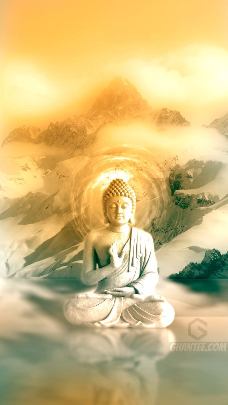 Buddha, Heiligenschein, Wolken, Spirituell, Goldene Töne, Sperrbildschirm fürs iPhone