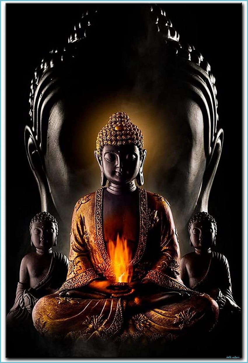 Buddha, Flamme, Digitale Kunst, Dunkle Töne, Mystisch, HD, iPad-Hintergrundbild