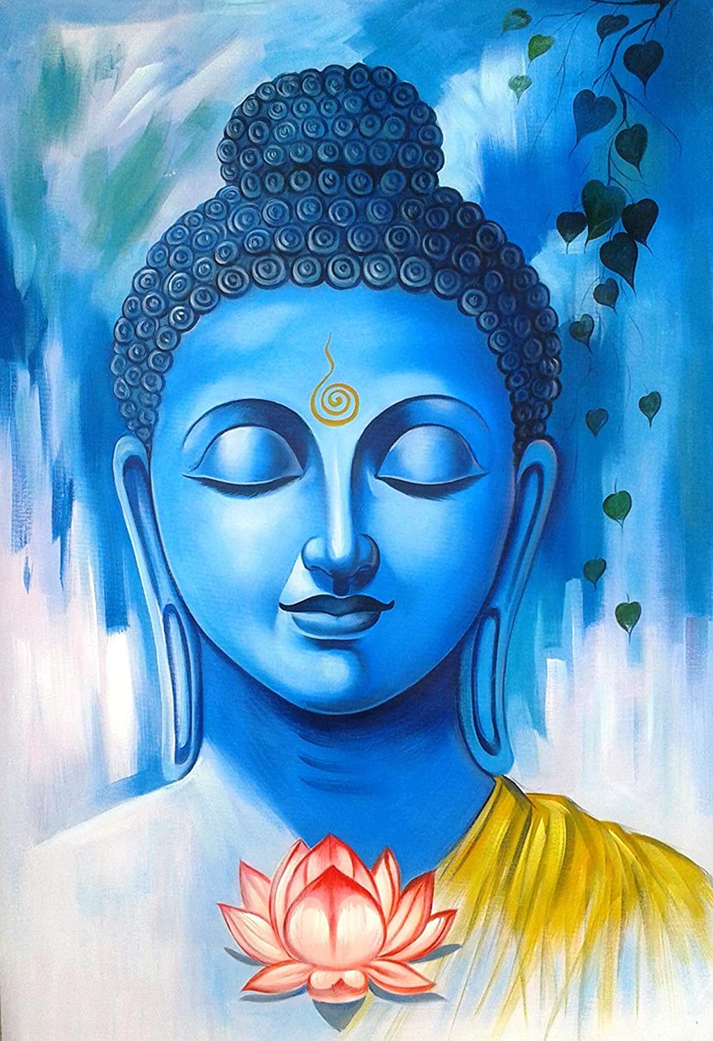 Blauer Buddha, Gemälde, Lotusblüte, Geschlossene Augen, Blaue Töne, Hintergrundbild fürs iPad
