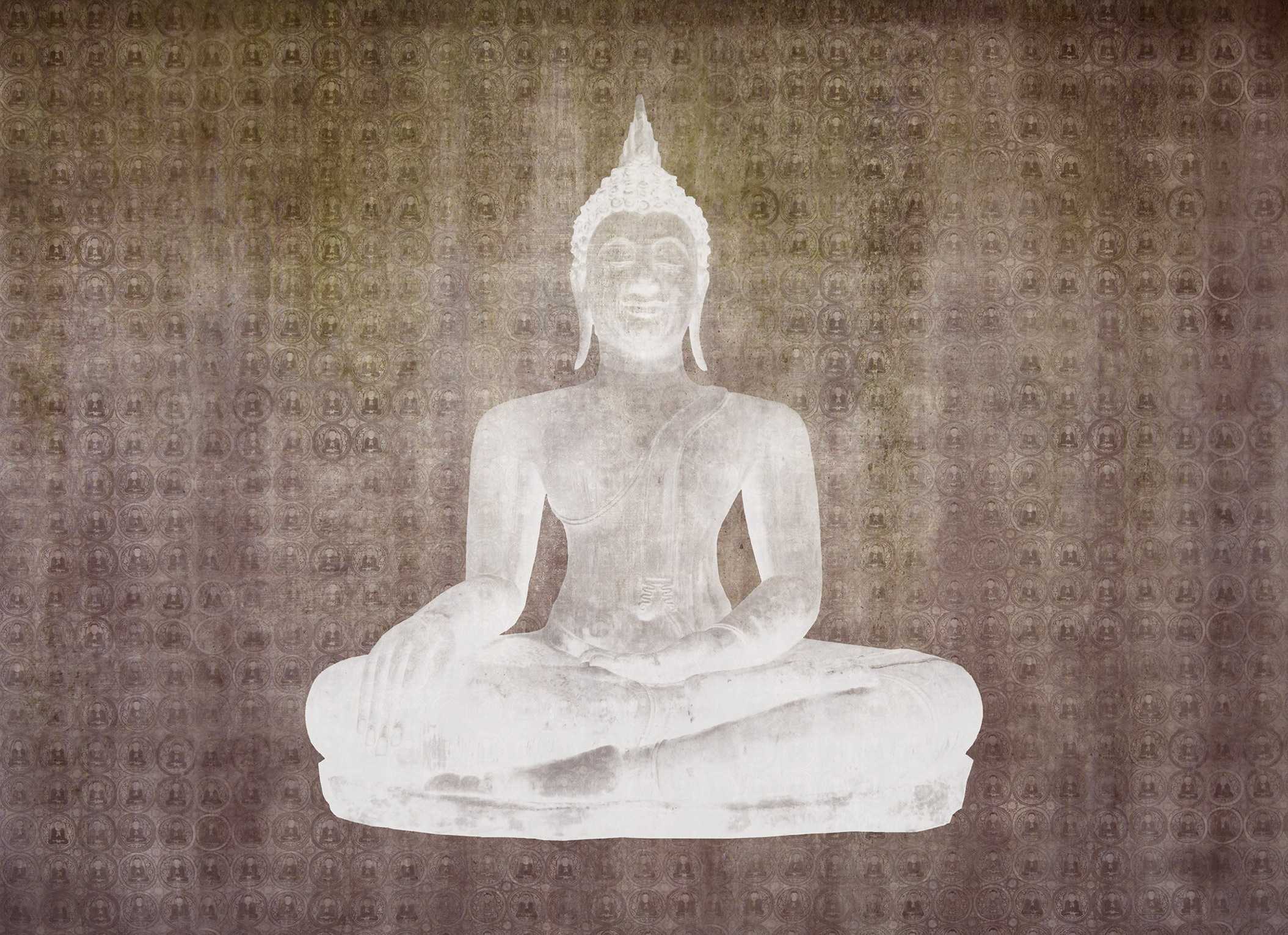 Weißer Buddha, Silhouette, Schriftzeichen, Textur, Braune Töne, Full HD, Laptop-Hintergrundbild