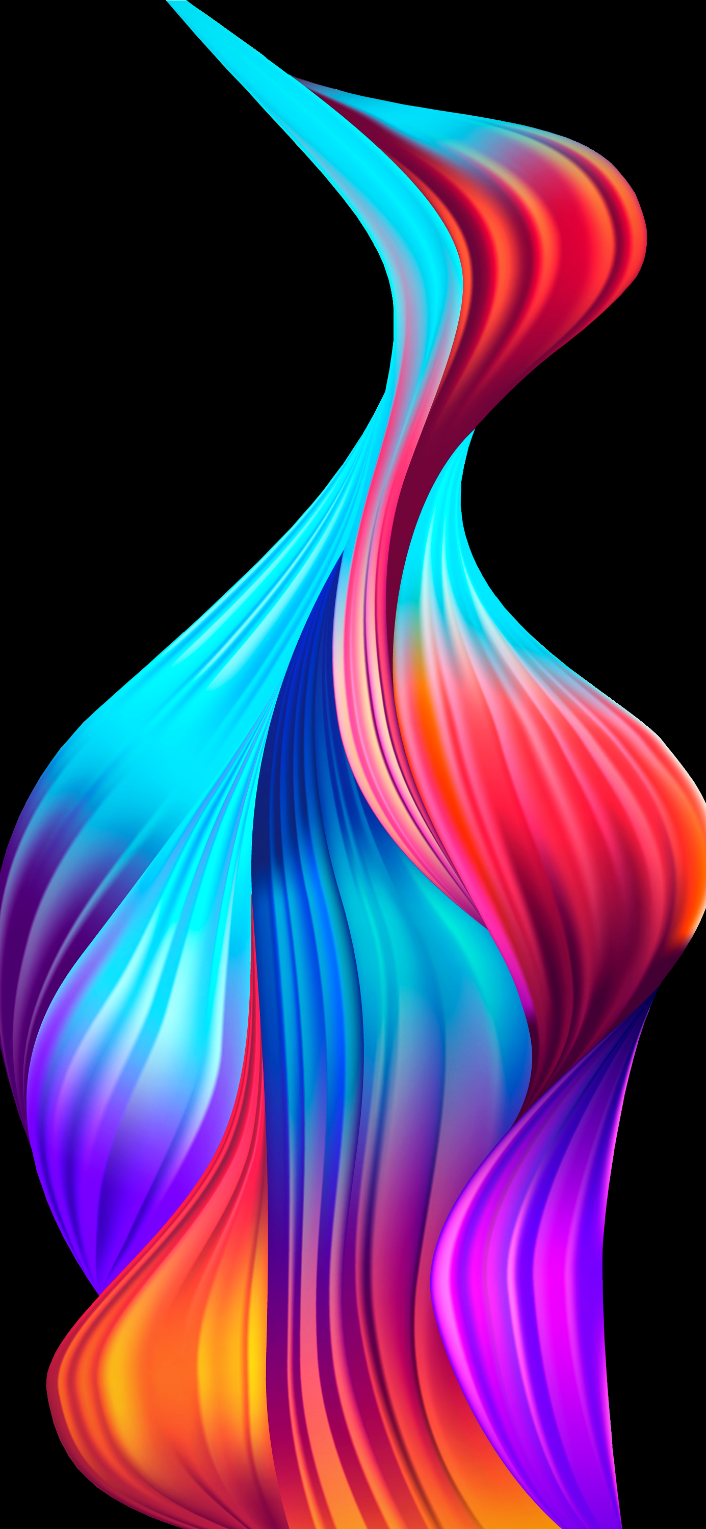 3D-Welle, Flüssige Form, Schwarzer Hintergrund, Farbverlauf, Abstrakt, Sperrbildschirm fürs iPhone