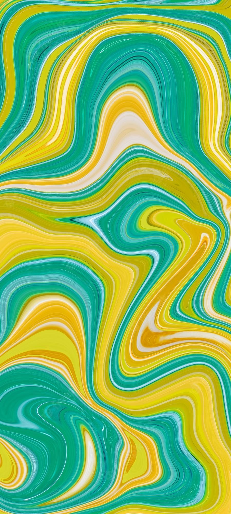 Marmor, Flüssige Kunst, Gelb, Türkis, Wellenmuster, HD, Handy-Hintergrund im Hochformat
