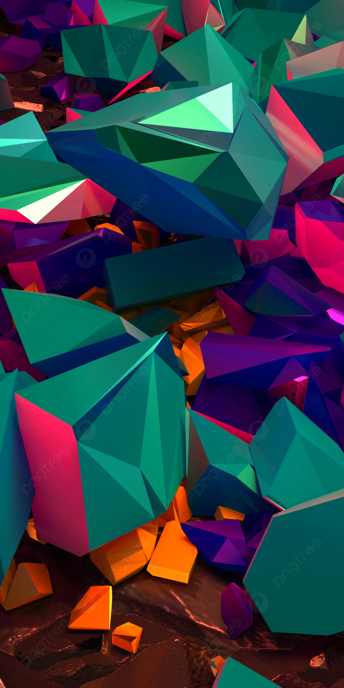 Geometrische Formen, Kristalle, Türkis, Lila, 3D, Full HD, Sperrbildschirm fürs iPhone