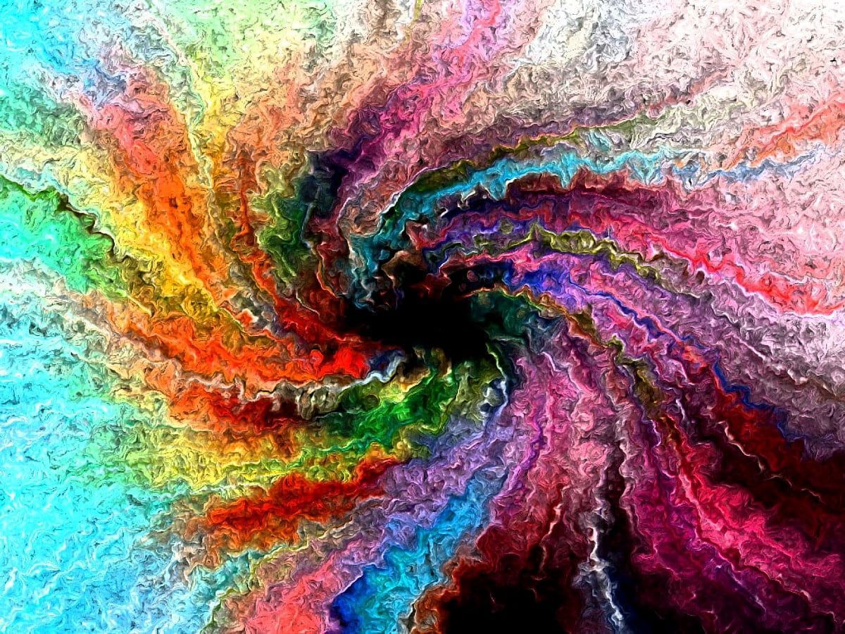 Fluid Art, Wirbel, Acrylfarbe, Regenbogenfarben, Strukturiert, Hintergrundbild fürs iPad