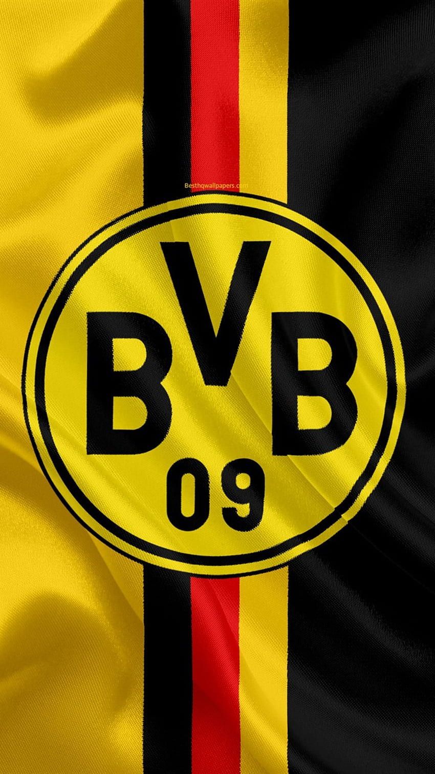 BVB-Logo, Deutschlandfarben, Streifen, Gelber Hintergrund, Sperrbildschirm fürs iPhone