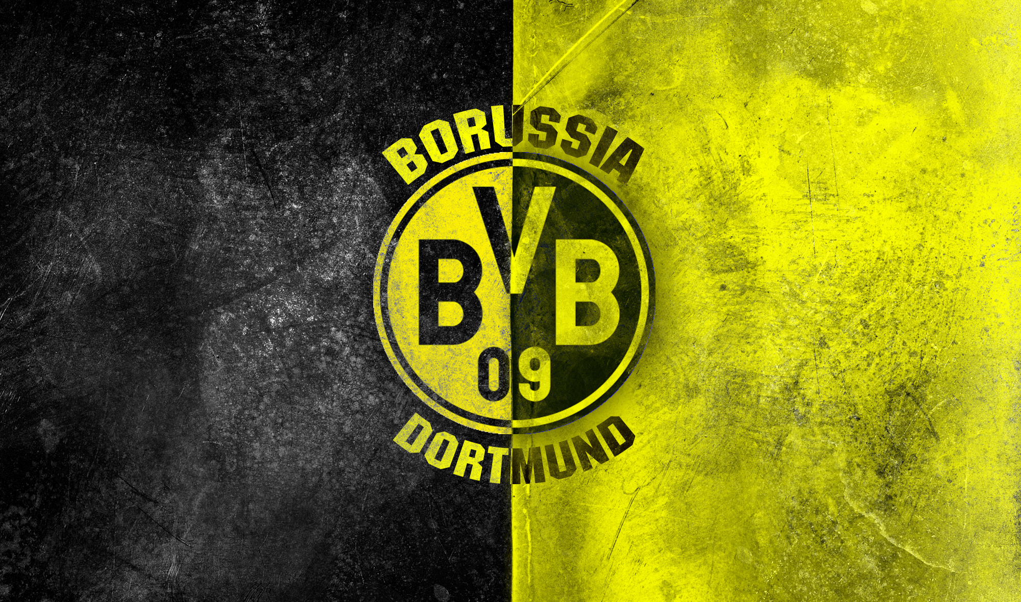 BVB-Logo, Borussia Dortmund, Grunge, Schwarz-gelb, Textur, Full HD, Laptop-Hintergrundbild
