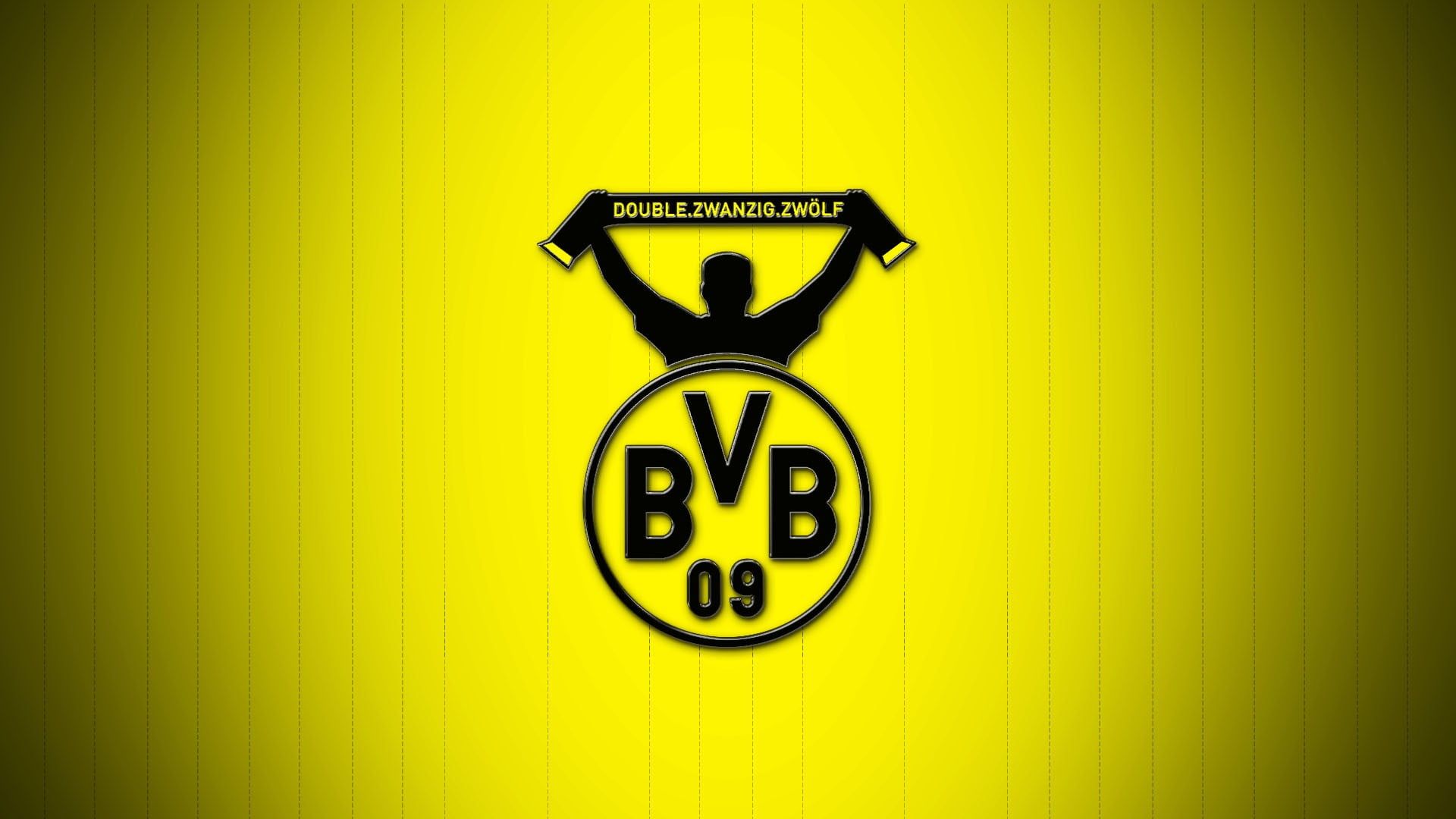 BVB-Logo, Fan mit Schal, Gelber Hintergrund, Streifen, Full HD Wallpaper