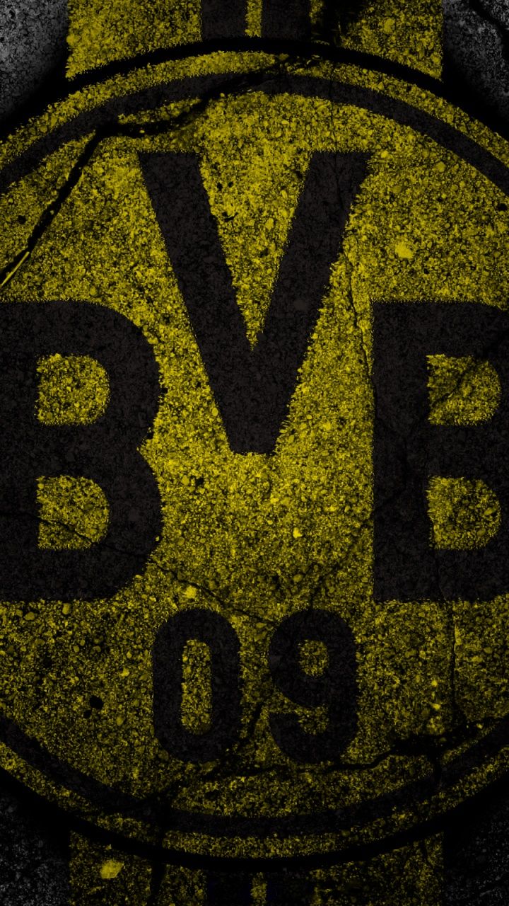 BVB-Logo, Textur, Dunkle Töne, Nahaufnahme, HD, Handy-Hintergrund im Hochformat