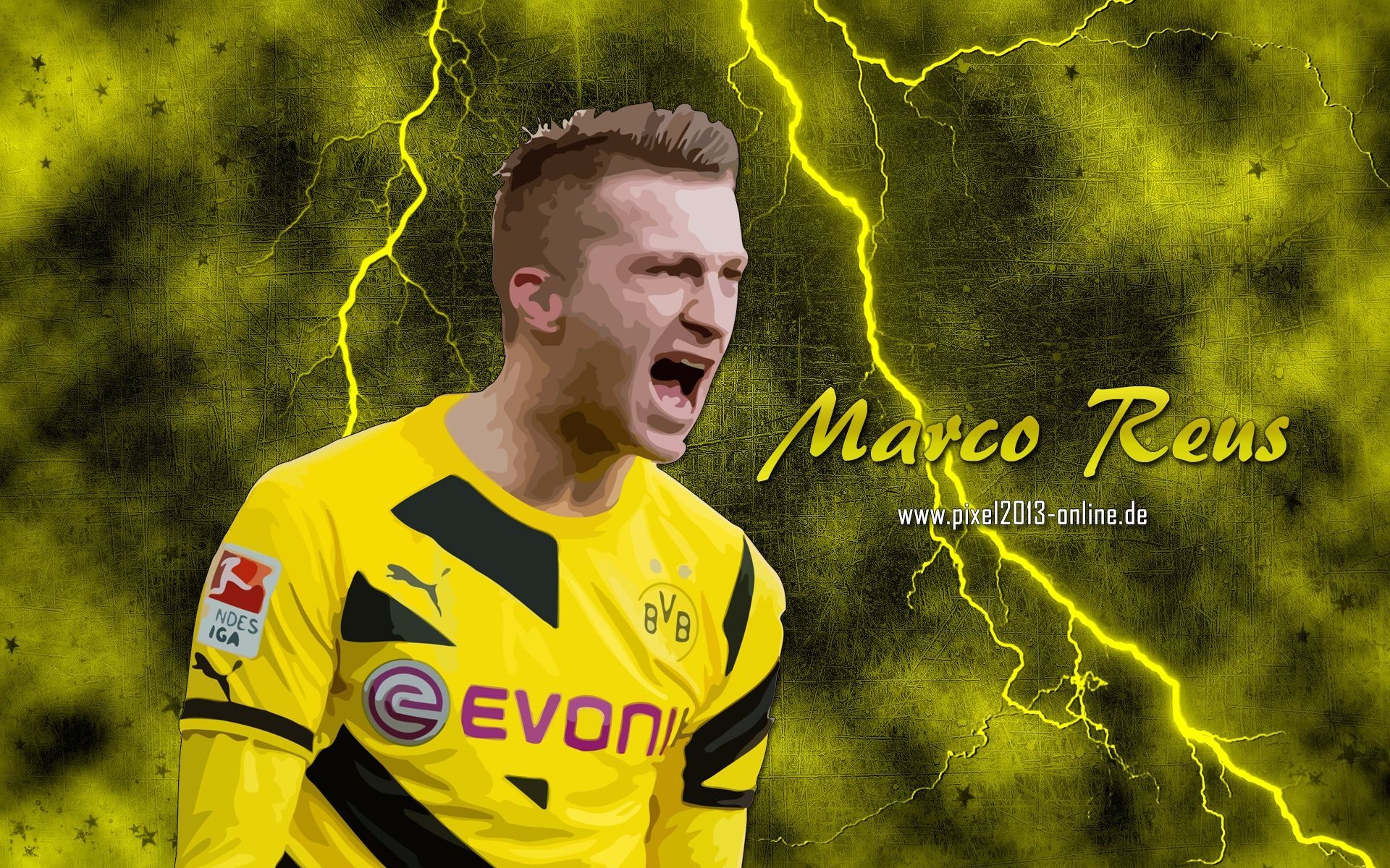 Marco Reus, Borussia Dortmund, Blitze, Fußballspieler, Trikot, Full HD, PC-Hintergrundbild