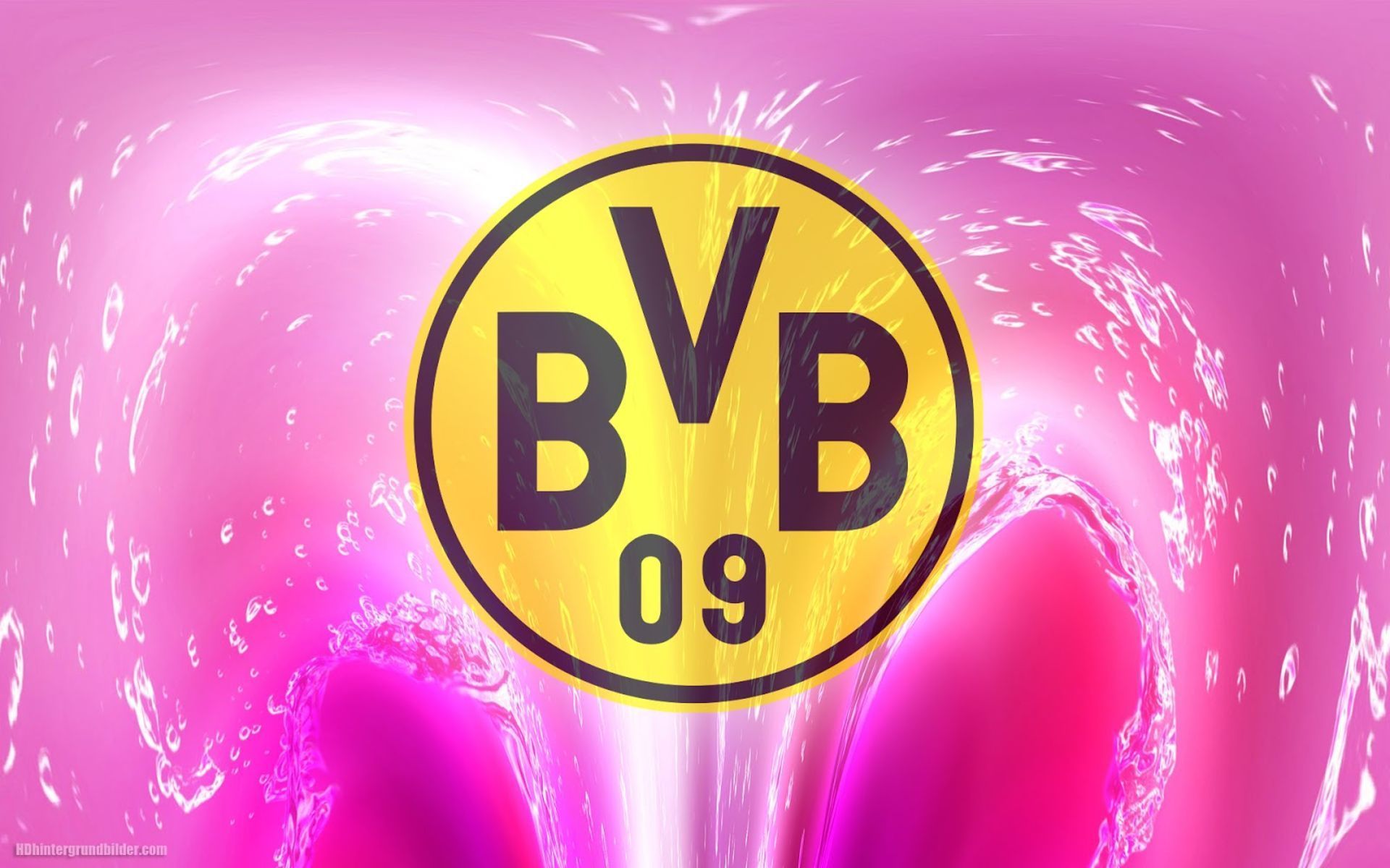 BVB-Logo, Pinker Hintergrund, Lichteffekte, Digitale Kunst, Full HD Wallpaper