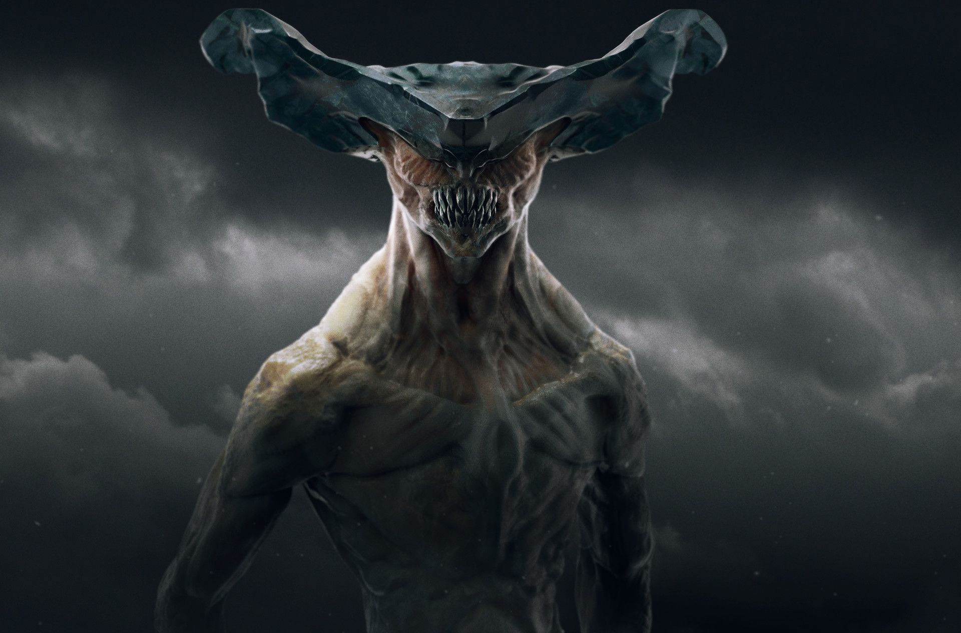 Monster, Kreatur, Gewitterwolken, Düster, Fantasie, Full HD, Desktop-Hintergrund für Windows