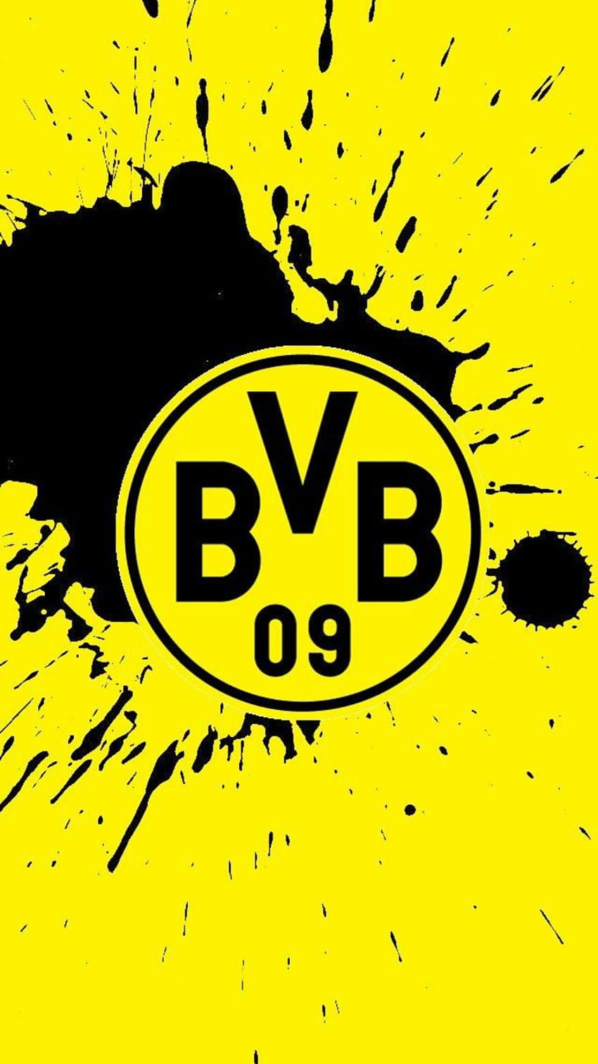 BVB-Logo, Farbspritzer, Gelber Hintergrund, Schwarz-gelb, Sperrbildschirm fürs iPhone