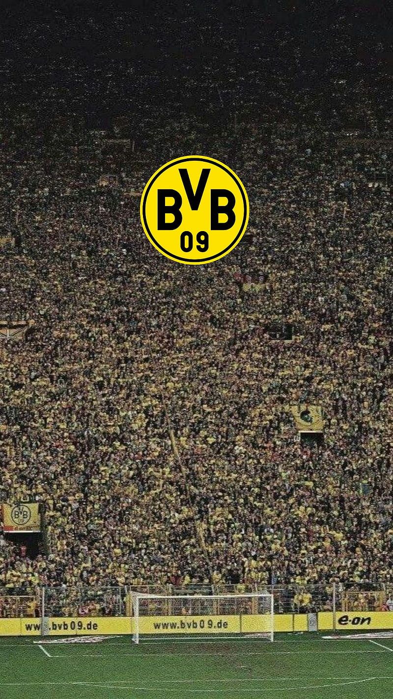 BVB-Logo, Gelbe Wand, Fans, Tribüne, Stadion, HD, Hintergrundbild fürs Handy
