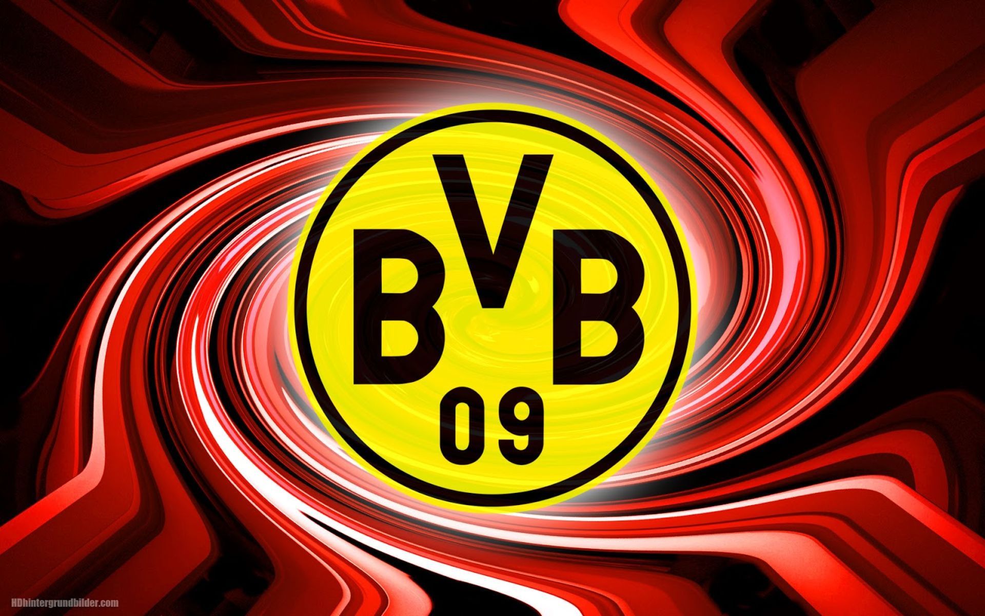 BVB-Logo, Wirbel, Rot-schwarz, Digitale Kunst, Full HD, Desktop-Hintergrund für Windows