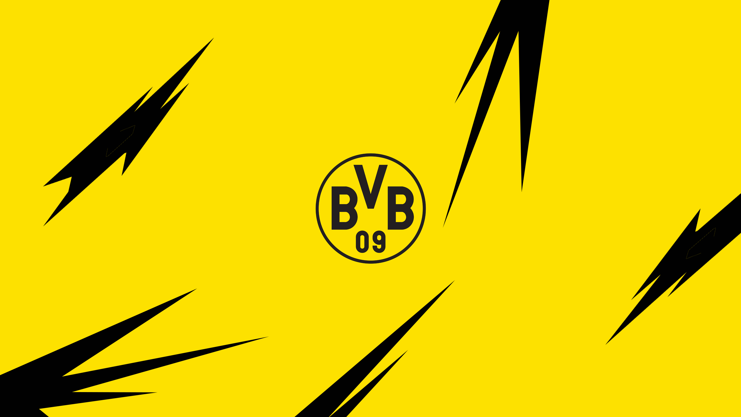 BVB-Logo, Gelber Hintergrund, Blitze, Grafikdesign, 2K Wallpaper